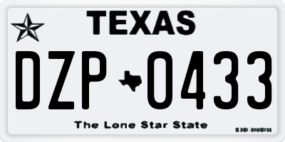 TX license plate DZP0433