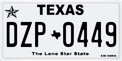 TX license plate DZP0449