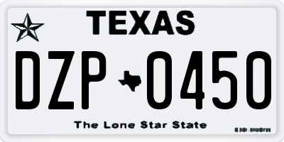 TX license plate DZP0450