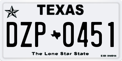 TX license plate DZP0451