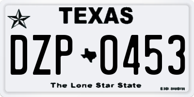 TX license plate DZP0453