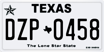 TX license plate DZP0458