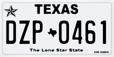 TX license plate DZP0461