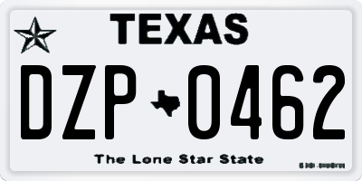 TX license plate DZP0462