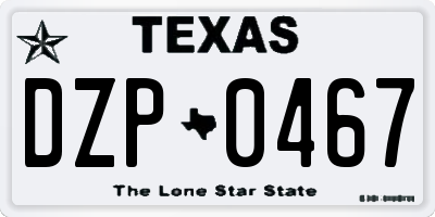 TX license plate DZP0467