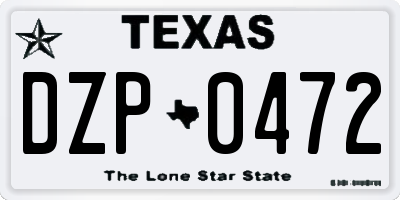 TX license plate DZP0472