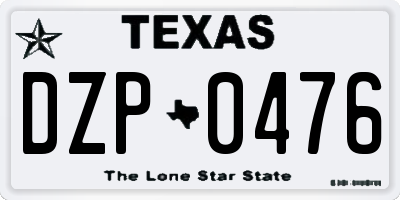 TX license plate DZP0476