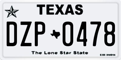 TX license plate DZP0478