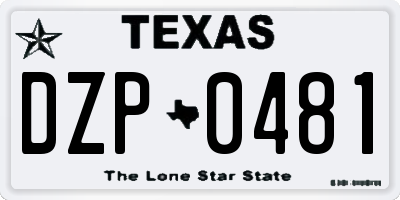 TX license plate DZP0481