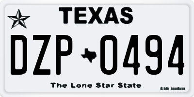 TX license plate DZP0494