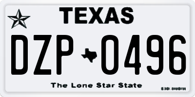 TX license plate DZP0496