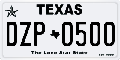 TX license plate DZP0500