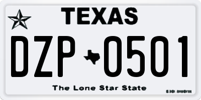 TX license plate DZP0501