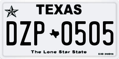 TX license plate DZP0505