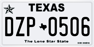 TX license plate DZP0506