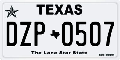 TX license plate DZP0507