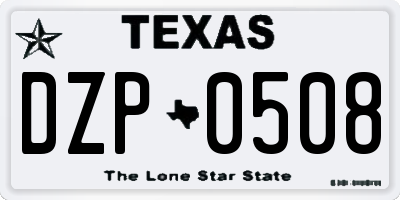TX license plate DZP0508