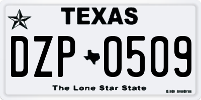 TX license plate DZP0509