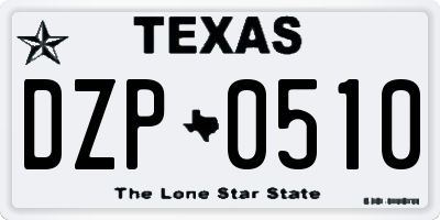 TX license plate DZP0510