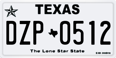 TX license plate DZP0512