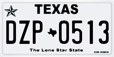 TX license plate DZP0513