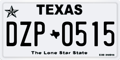 TX license plate DZP0515