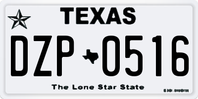 TX license plate DZP0516