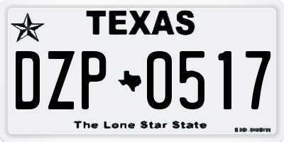 TX license plate DZP0517