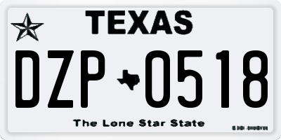 TX license plate DZP0518