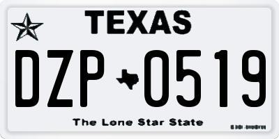 TX license plate DZP0519