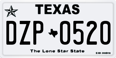 TX license plate DZP0520