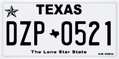 TX license plate DZP0521