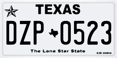 TX license plate DZP0523