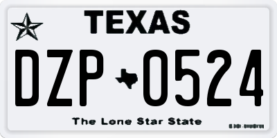 TX license plate DZP0524
