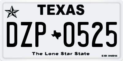 TX license plate DZP0525