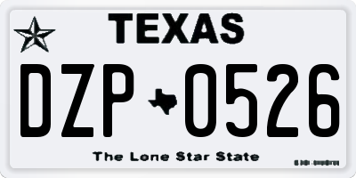 TX license plate DZP0526