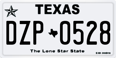 TX license plate DZP0528