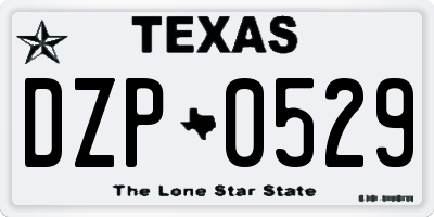 TX license plate DZP0529