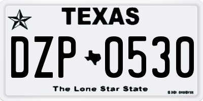 TX license plate DZP0530