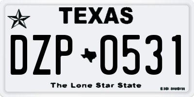 TX license plate DZP0531