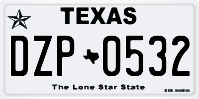 TX license plate DZP0532