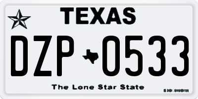 TX license plate DZP0533