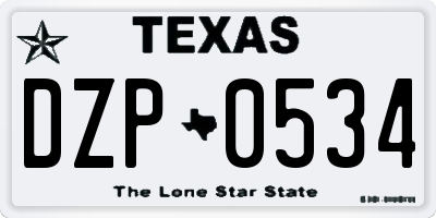 TX license plate DZP0534
