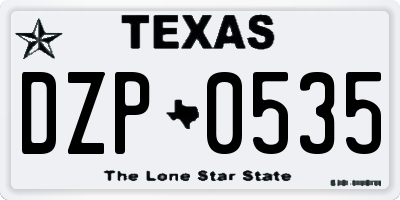TX license plate DZP0535