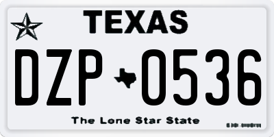 TX license plate DZP0536