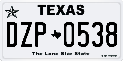 TX license plate DZP0538