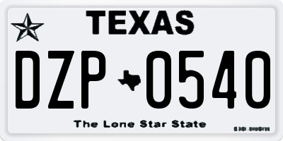 TX license plate DZP0540