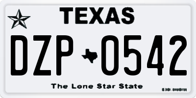 TX license plate DZP0542