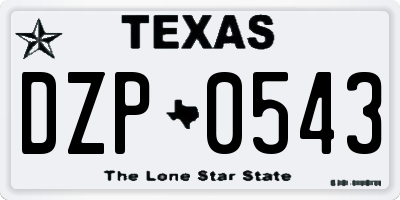TX license plate DZP0543