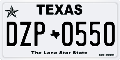 TX license plate DZP0550